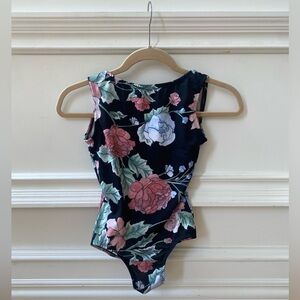 Lucky Leo “Sway - Allure” nylon leotard black floral - Small